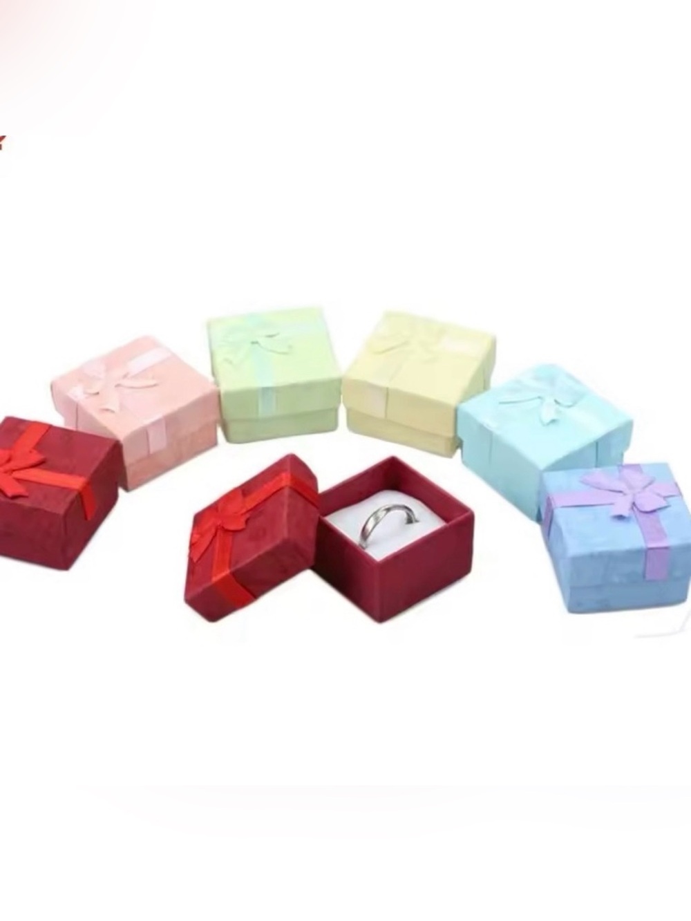 Pastel Jewelry Gift Boxes Set – 6 Colors w/ Bow & Cushion Insert per set - Picture 5 of 7